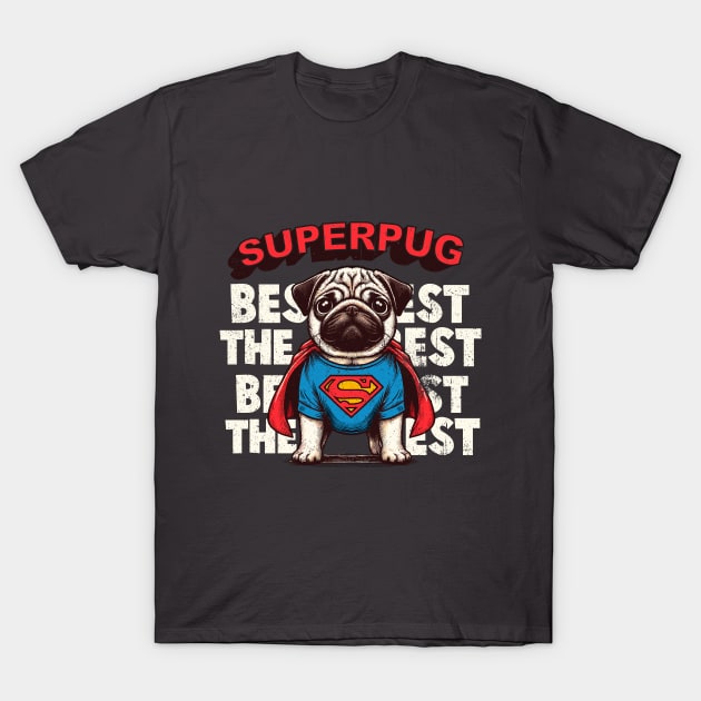 Superpug The Best Cartoon Art Illustration Dog T-Shirt by Casually Fashion Store